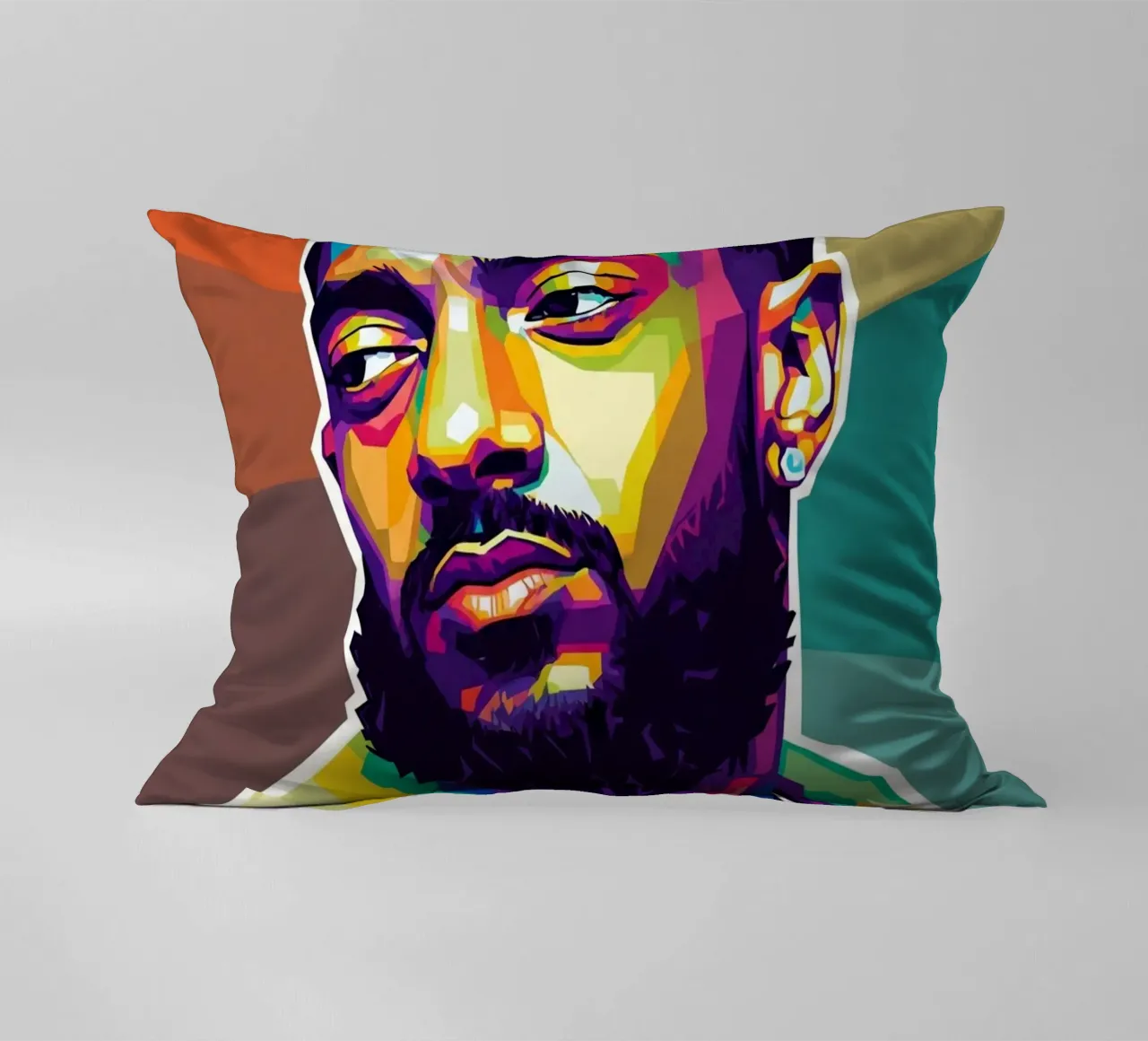 Ritratto pop art di Nipsey Hussle #1 cuscino da Hantamrata