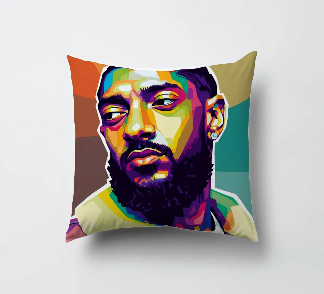 Ritratto pop art di Nipsey Hussle #1 cuscino da Hantamrata