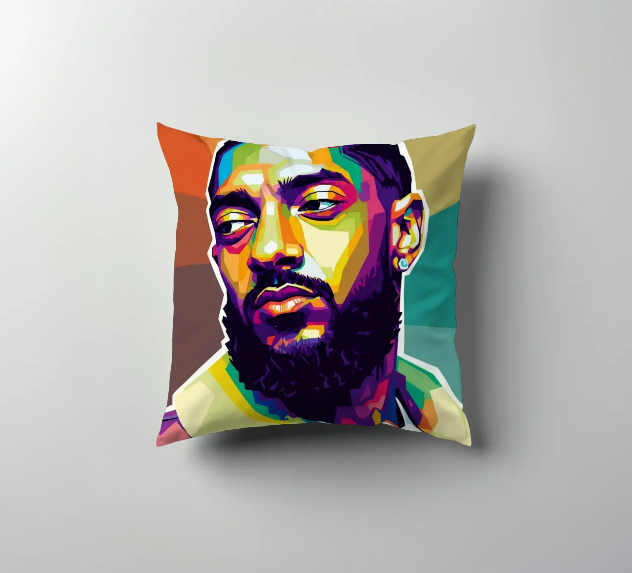 Ritratto pop art di Nipsey Hussle #1 cuscino da Hantamrata