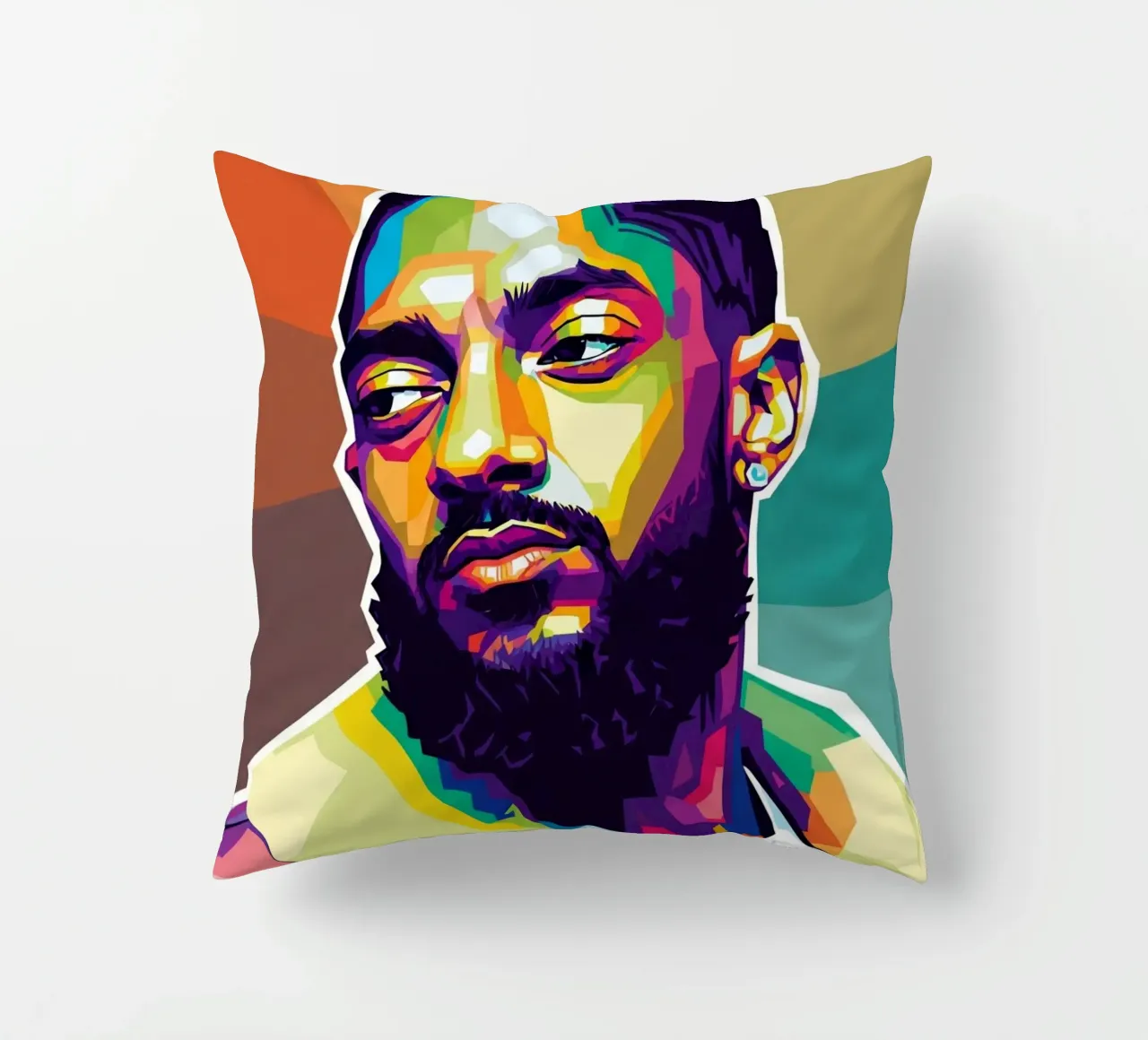 Ritratto pop art di Nipsey Hussle #1 cuscino da Hantamrata