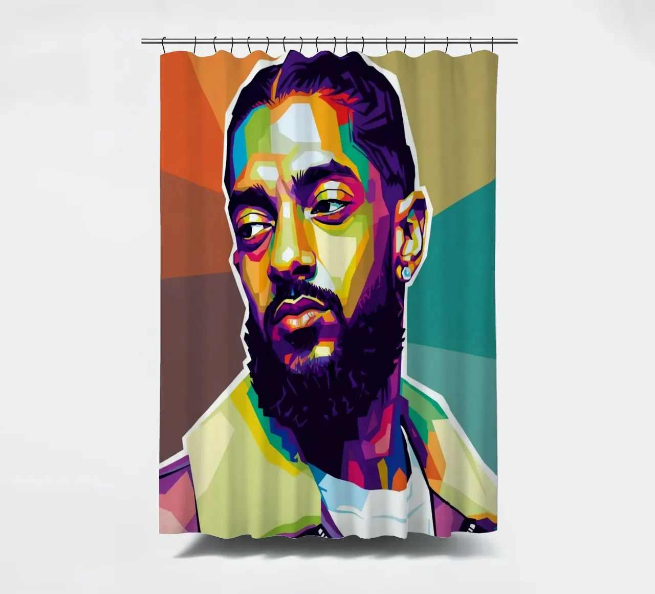 Nipsey Hussle Pop Art Portrait #1 Duschvorhang von Hantamrata