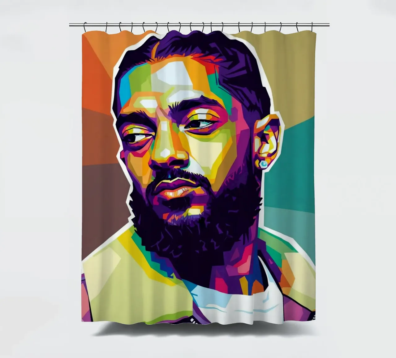 Nipsey Hussle Pop Art Portrait #1 Duschvorhang von Hantamrata