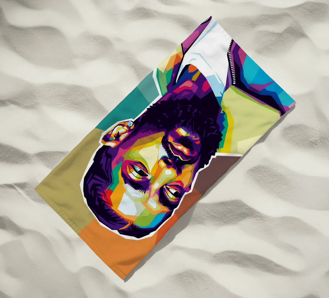 Ritratto pop art di Nipsey Hussle #1 telo mare da Hantamrata