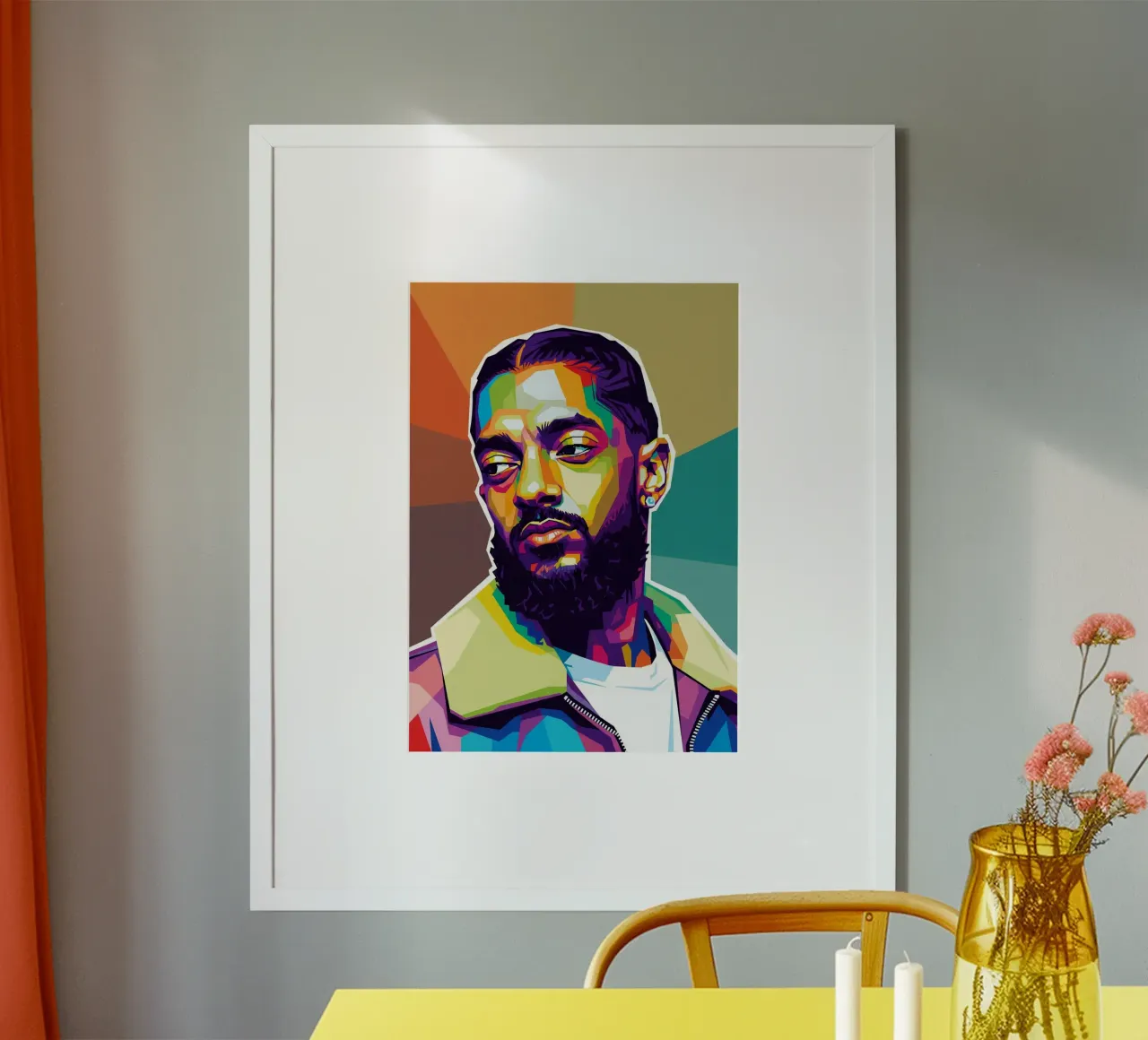 Ritratto pop art di Nipsey Hussle #1 poster con telaio in plastica da Hantamrata