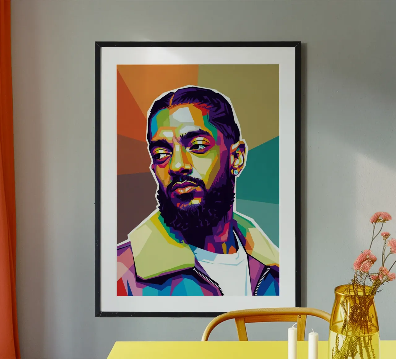 Ritratto pop art di Nipsey Hussle #1 poster con telaio in plastica da Hantamrata