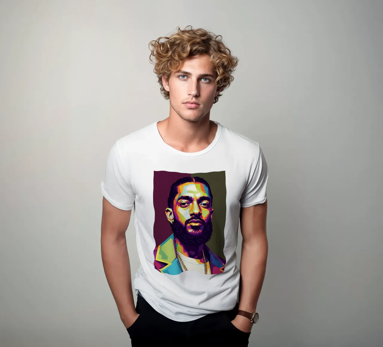 Ritratto pop art di Nipsey Hussle #2 t-shirt da Hantamrata