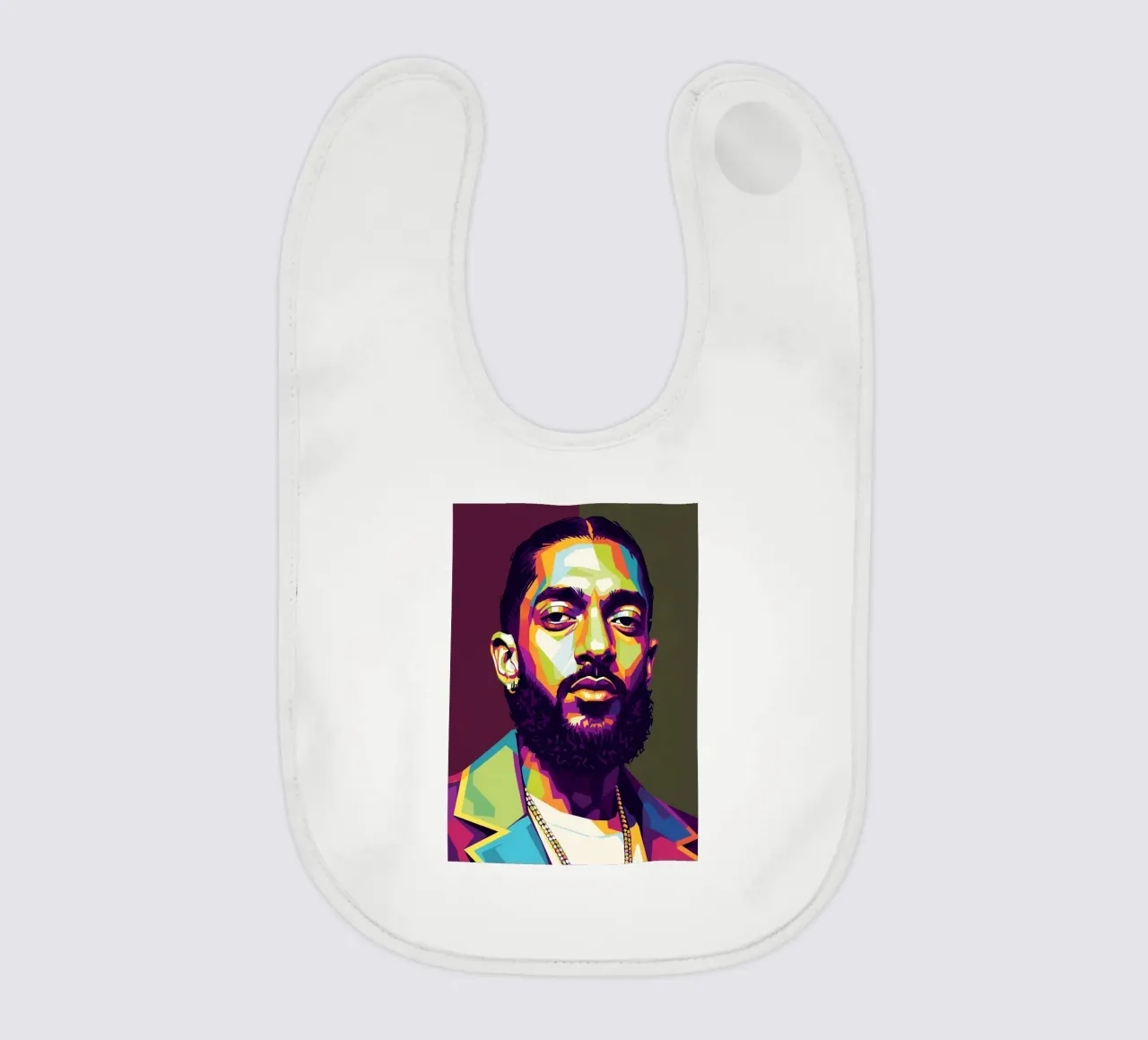 Ritratto pop art di Nipsey Hussle #2 bavaglino da Hantamrata