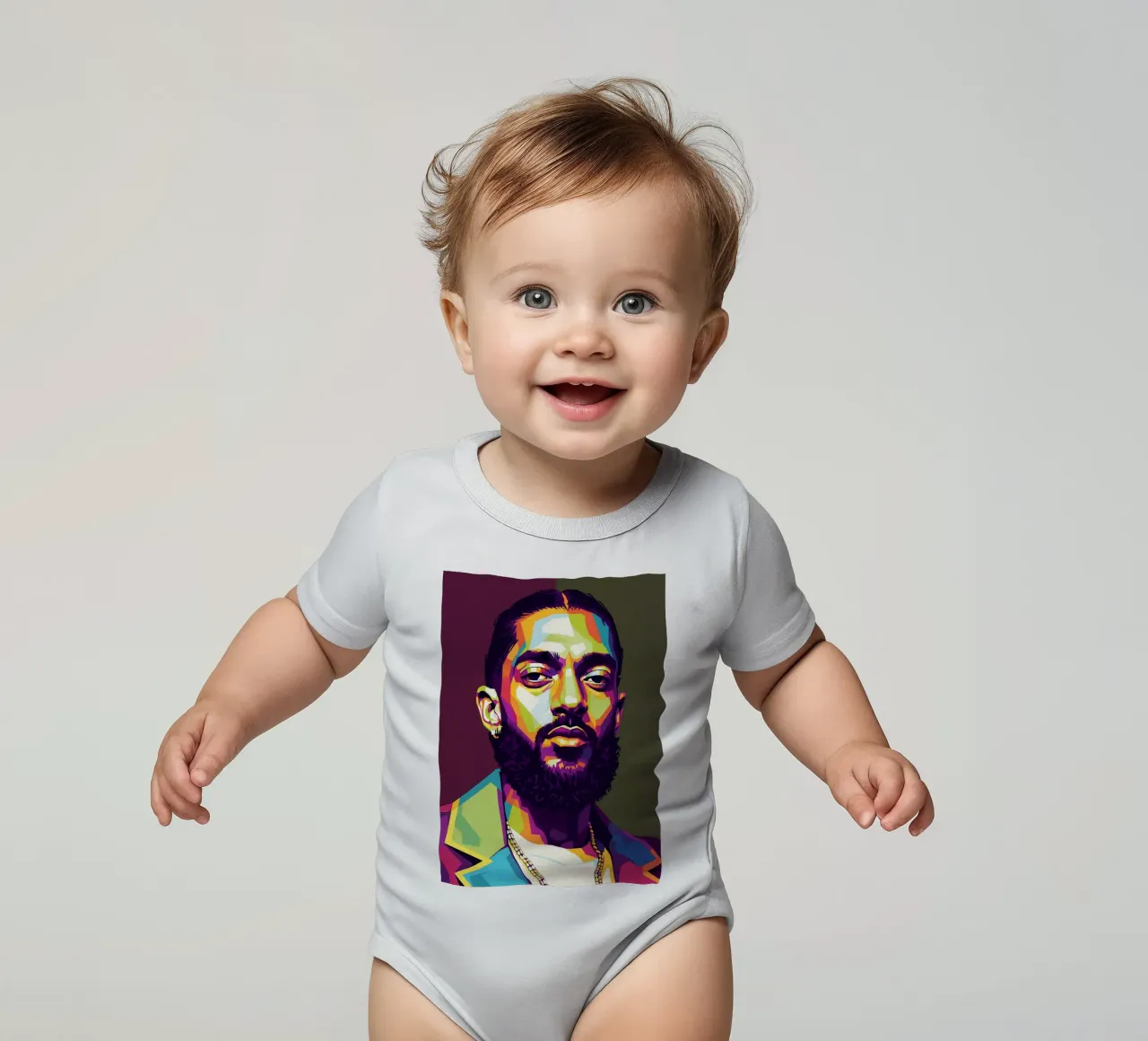 Nipsey Hussle Pop Art Porträt #2 Kurzarm Babybody von Hantamrata