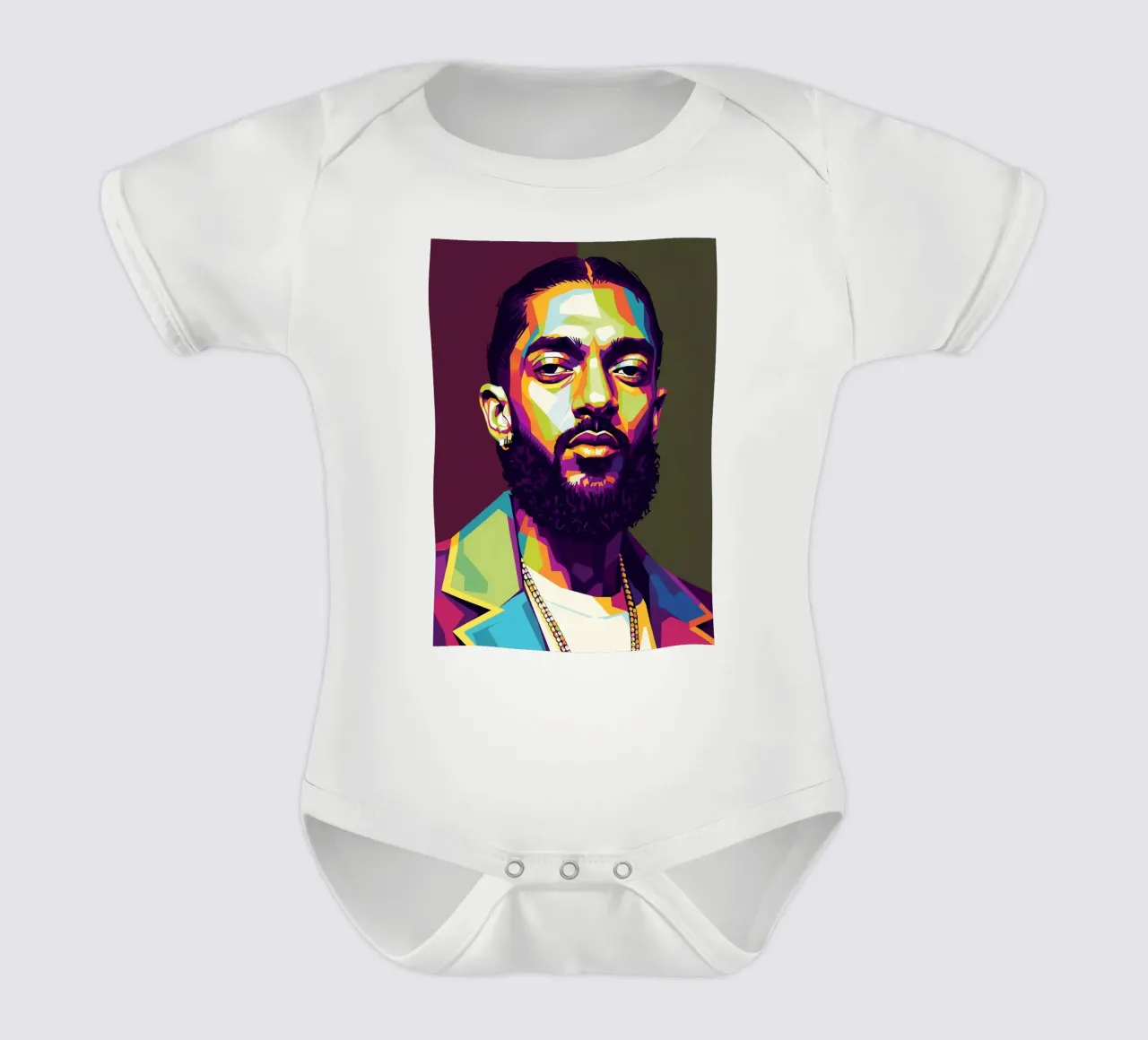 Nipsey Hussle Pop Art Porträt #2 Kurzarm Babybody von Hantamrata