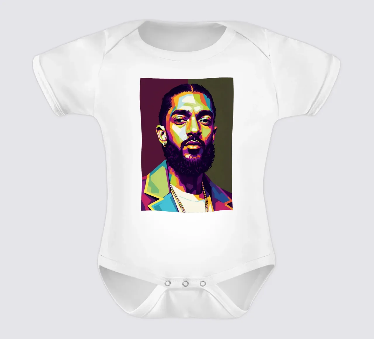 Nipsey Hussle Pop Art Porträt #2 Kurzarm Babybody von Hantamrata