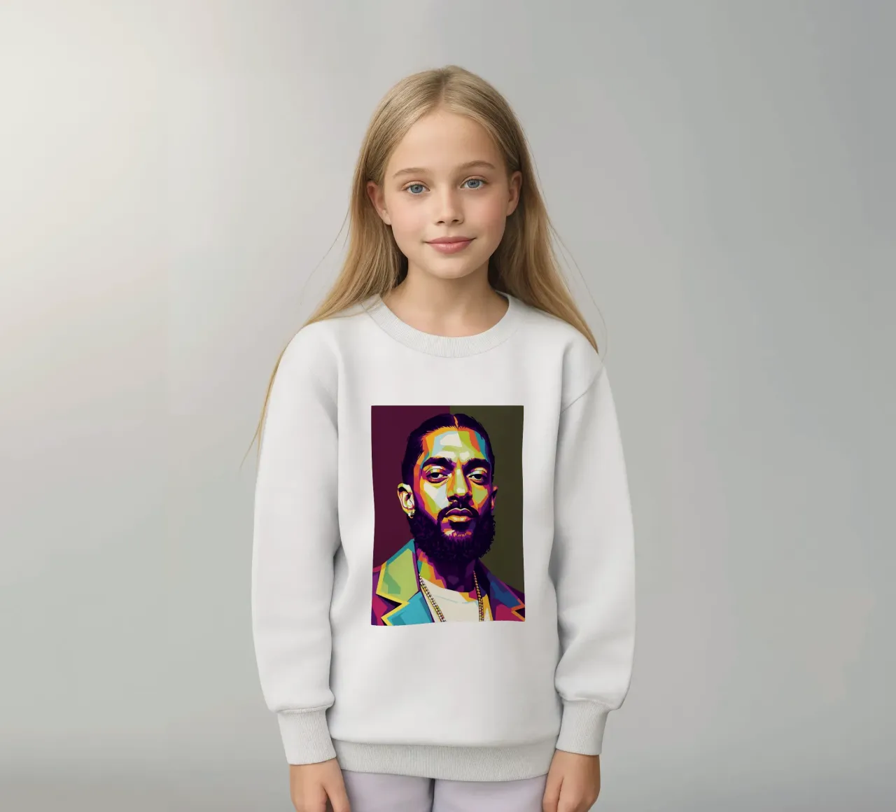 Nipsey Hussle Pop Art Porträt #2 Kinder Sweatshirt von Hantamrata