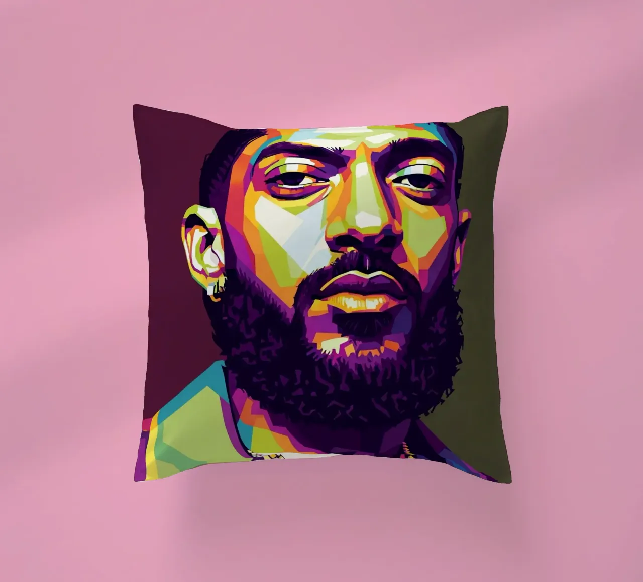 Ritratto pop art di Nipsey Hussle #2 cuscino da Hantamrata