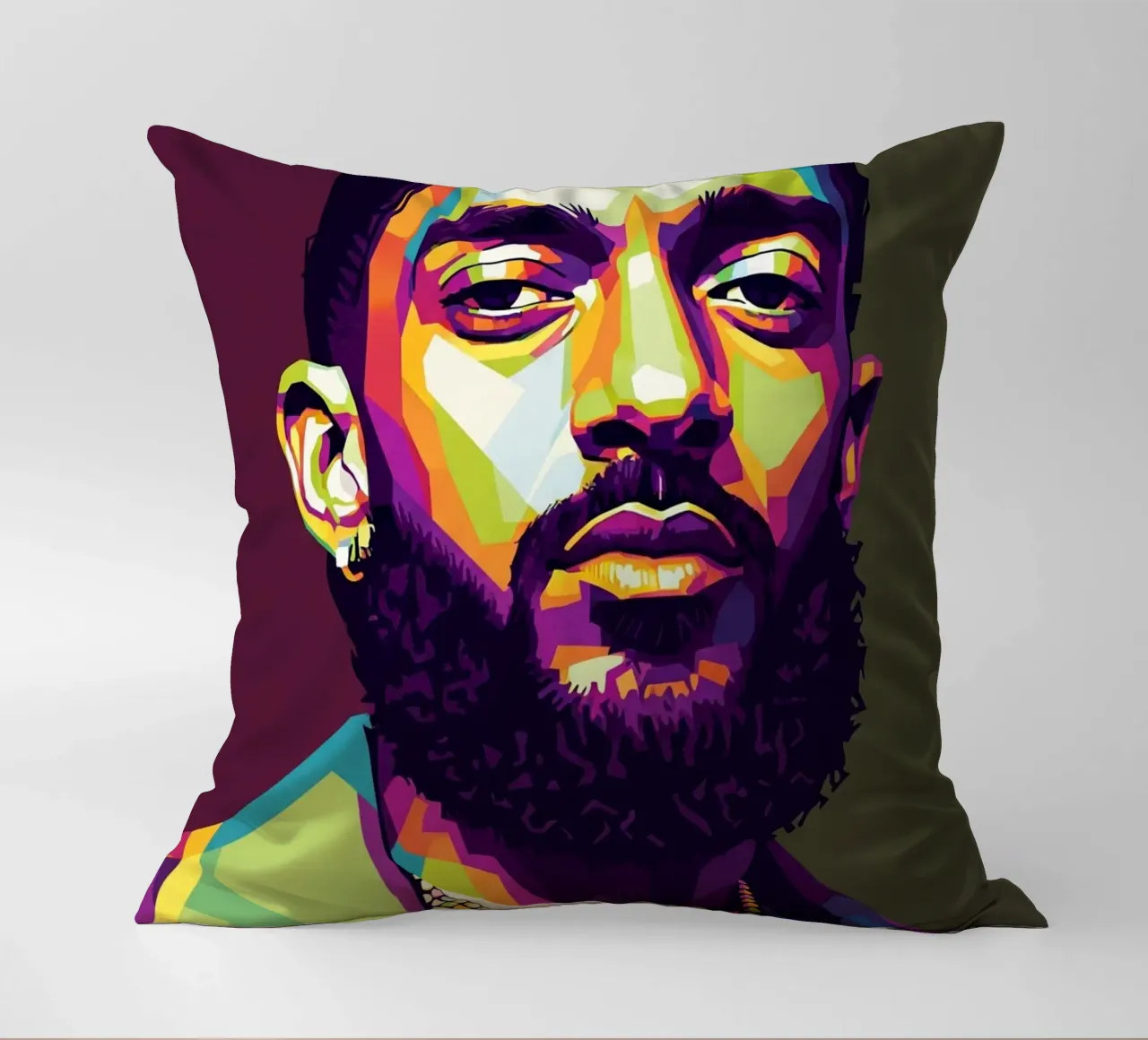 Ritratto pop art di Nipsey Hussle #2 cuscino da Hantamrata