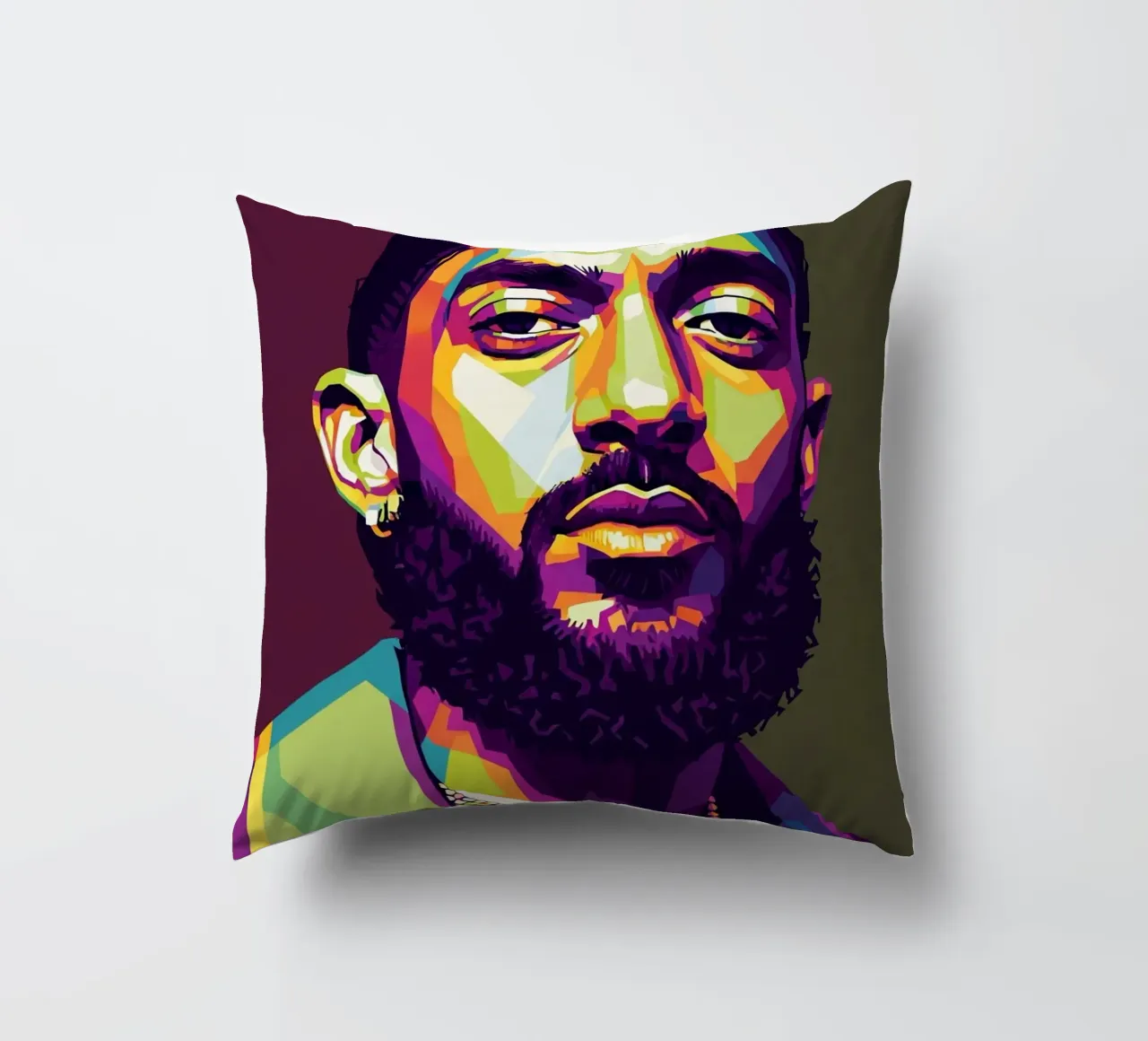 Ritratto pop art di Nipsey Hussle #2 cuscino da Hantamrata