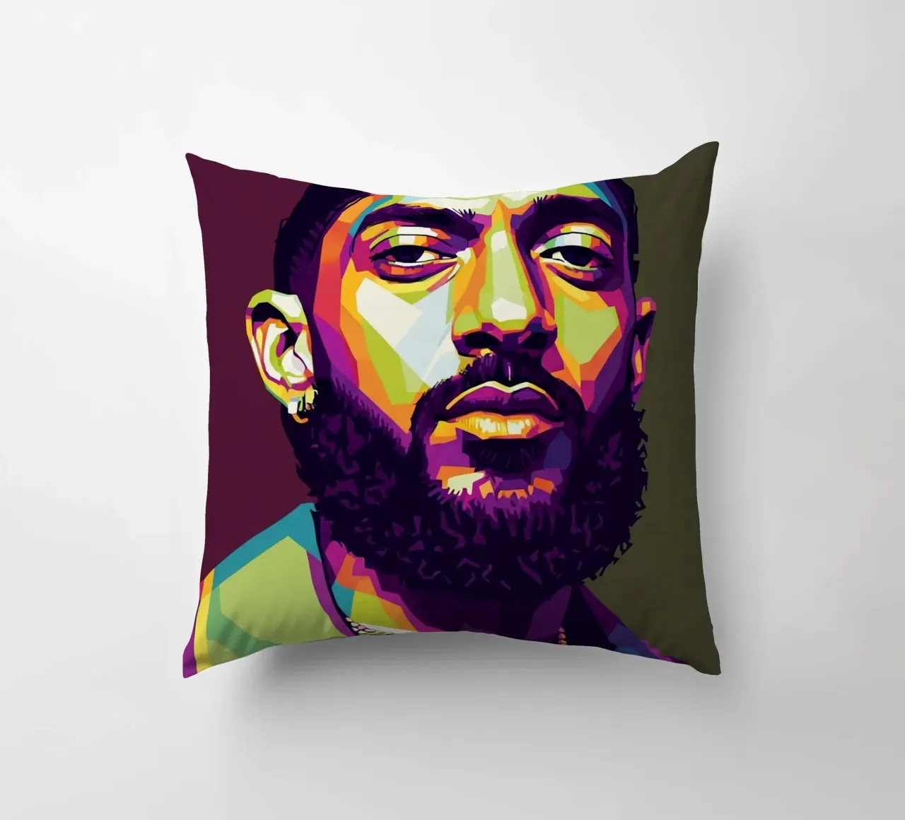 Ritratto pop art di Nipsey Hussle #2 cuscino da Hantamrata