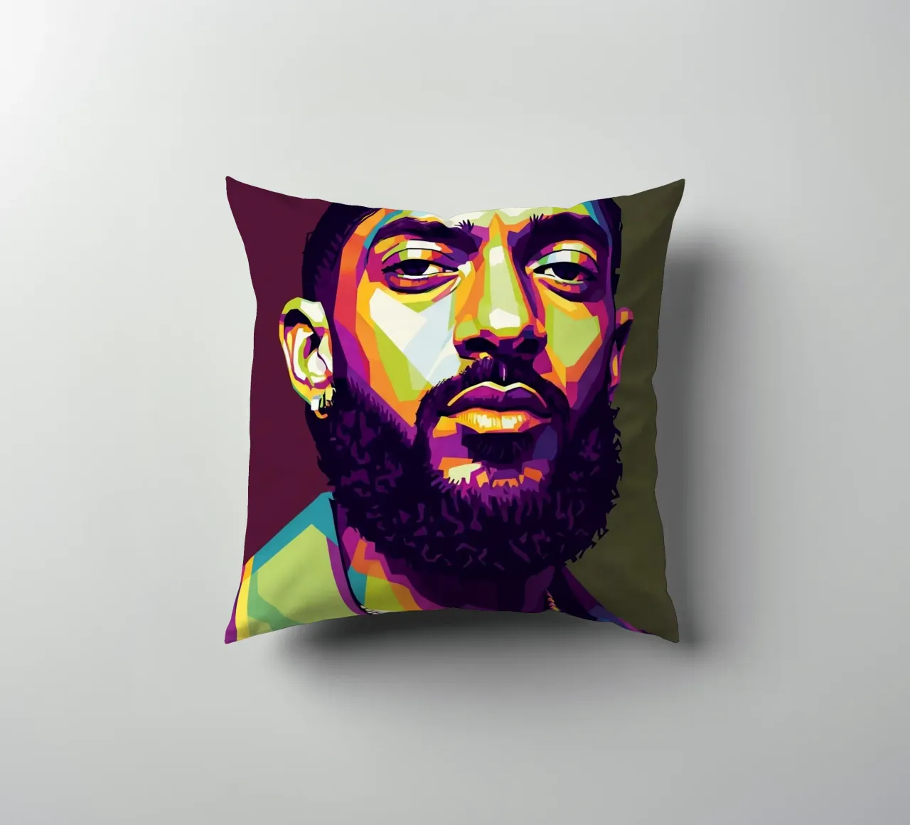 Ritratto pop art di Nipsey Hussle #2 cuscino da Hantamrata
