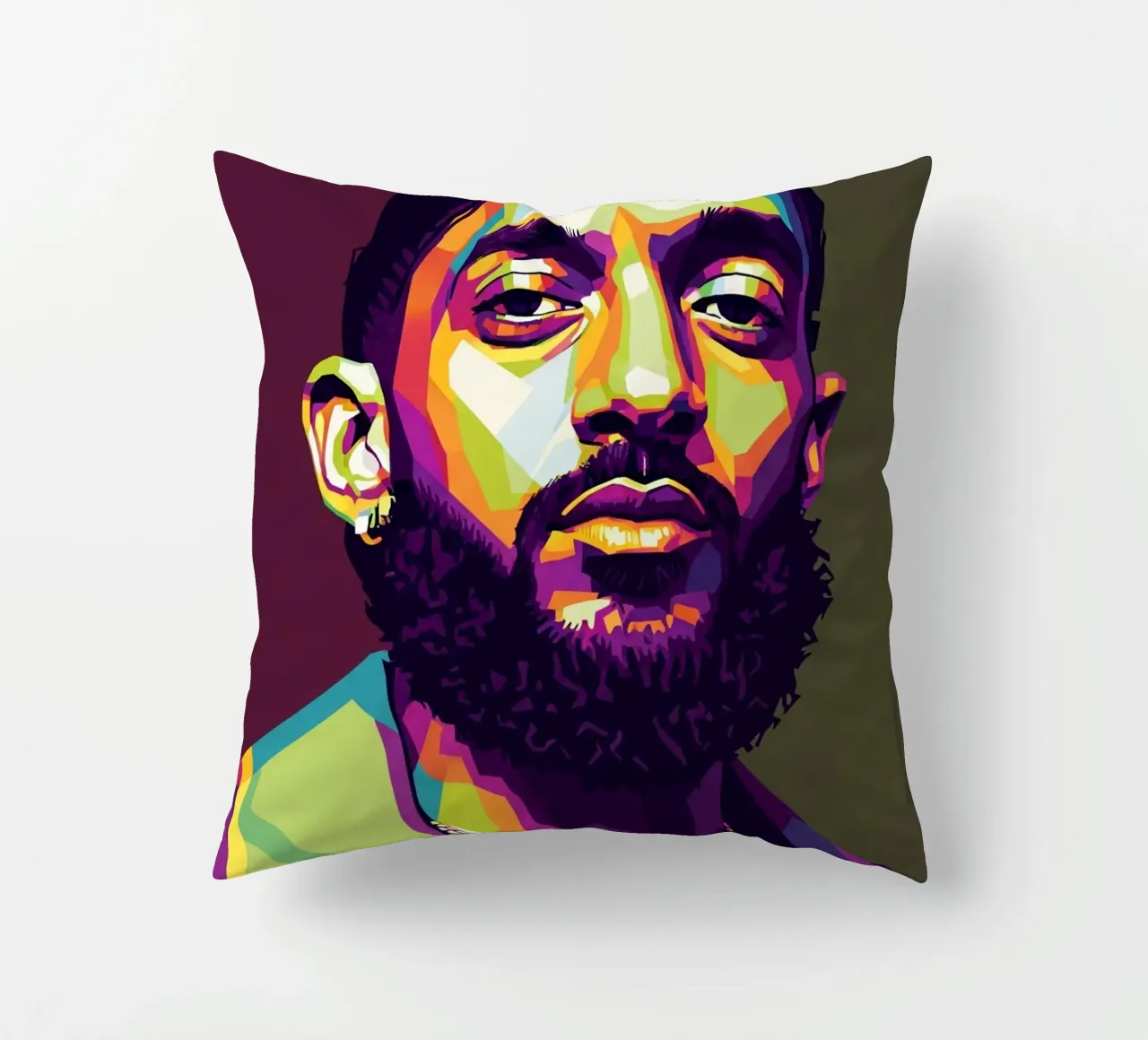 Ritratto pop art di Nipsey Hussle #2 cuscino da Hantamrata