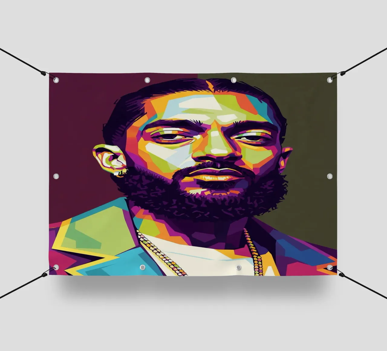 Ritratto pop art di Nipsey Hussle #2 telo in pvc da Hantamrata