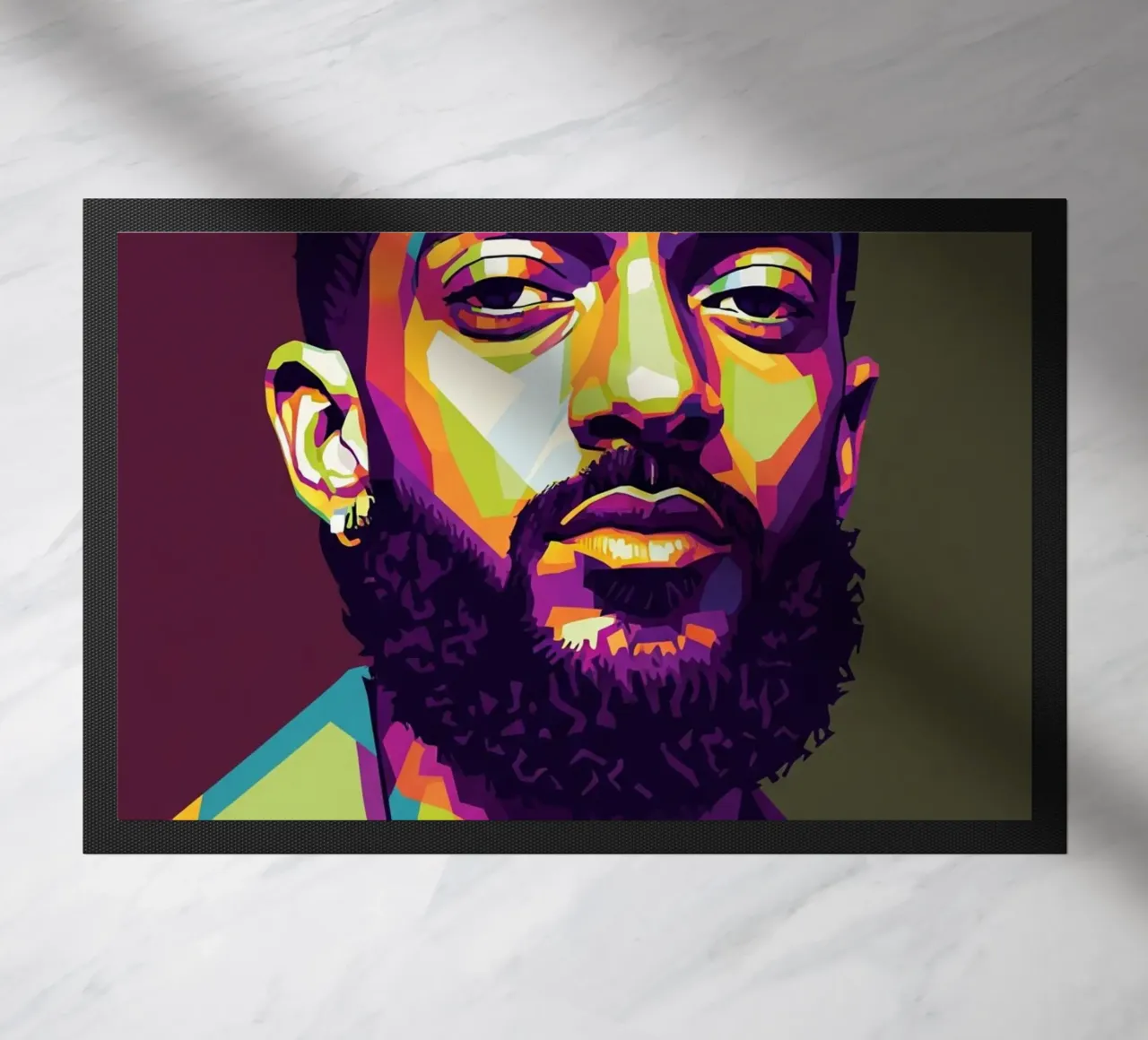 Ritratto pop art di Nipsey Hussle #2 zerbino da Hantamrata