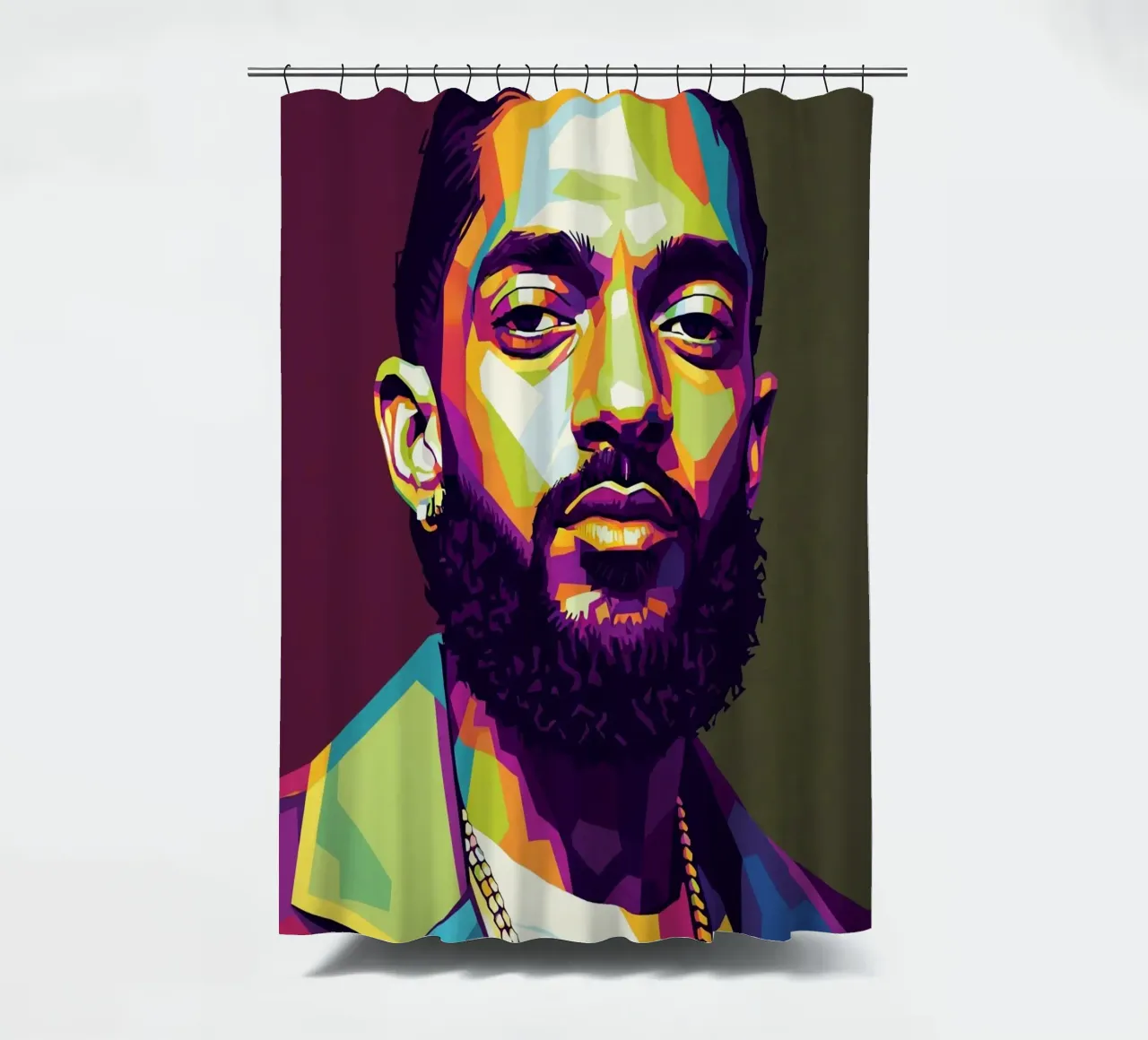 Nipsey Hussle Pop Art Porträt #2 Duschvorhang von Hantamrata