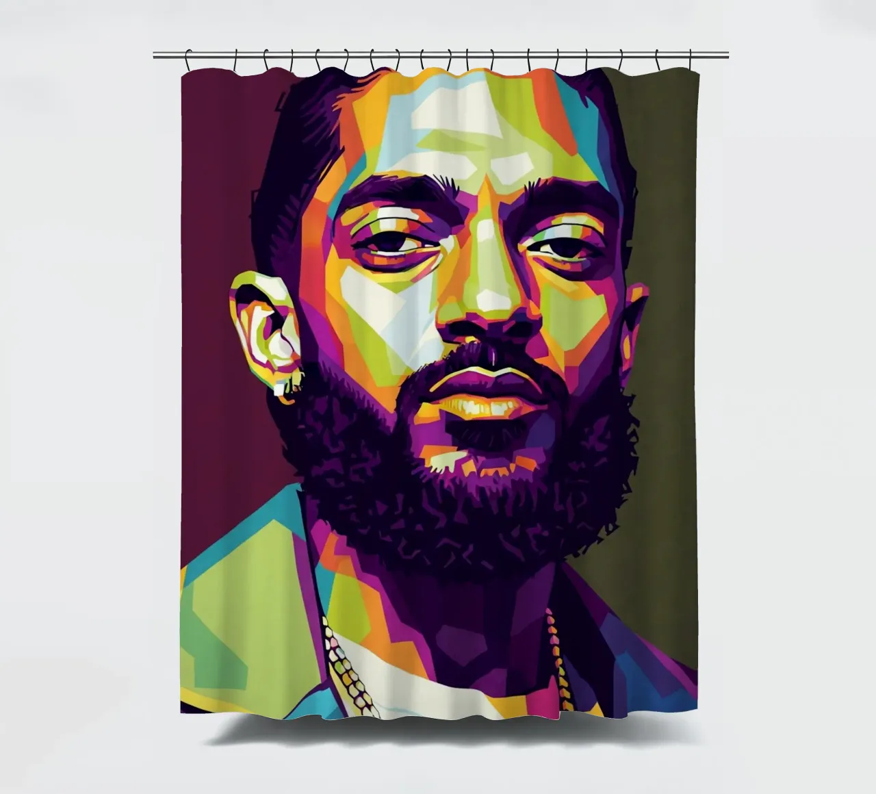 Nipsey Hussle Pop Art Porträt #2 Duschvorhang von Hantamrata