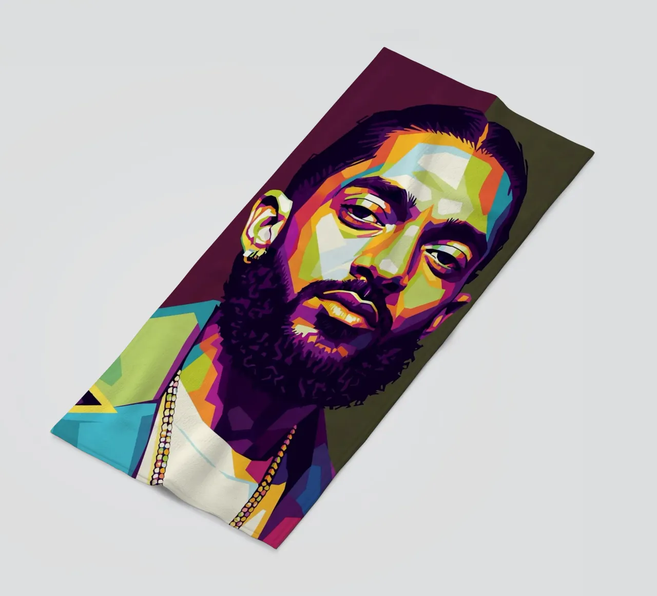 Ritratto pop art di Nipsey Hussle #2 telo mare da Hantamrata