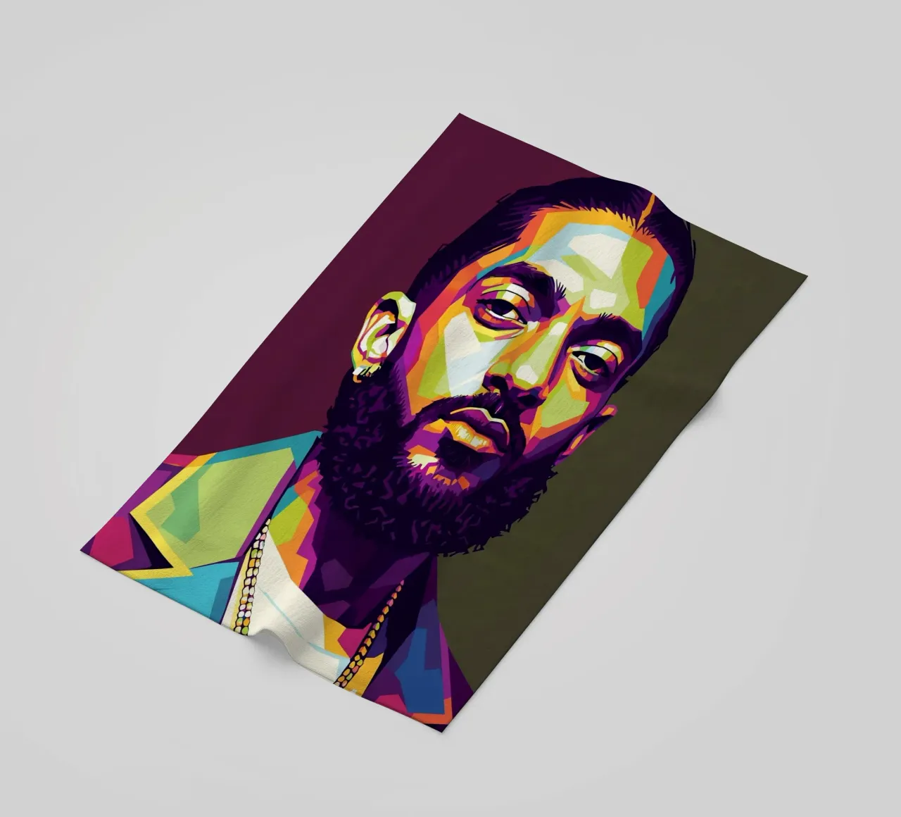 Ritratto pop art di Nipsey Hussle #2 telo mare da Hantamrata