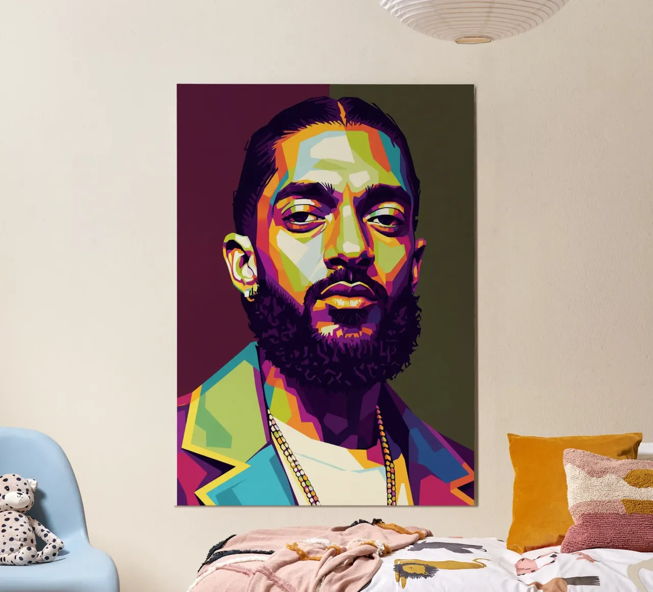 Ritratto pop art di Nipsey Hussle #2 poster con telaio in plastica da Hantamrata
