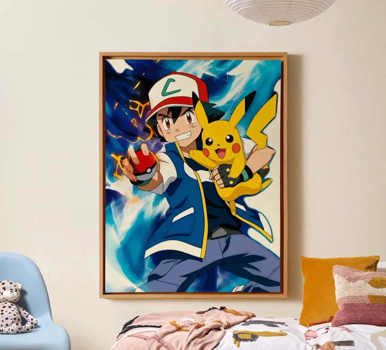 Ash and Pikachu Pokemon tela con Cornice a cassetta da Dumery Art