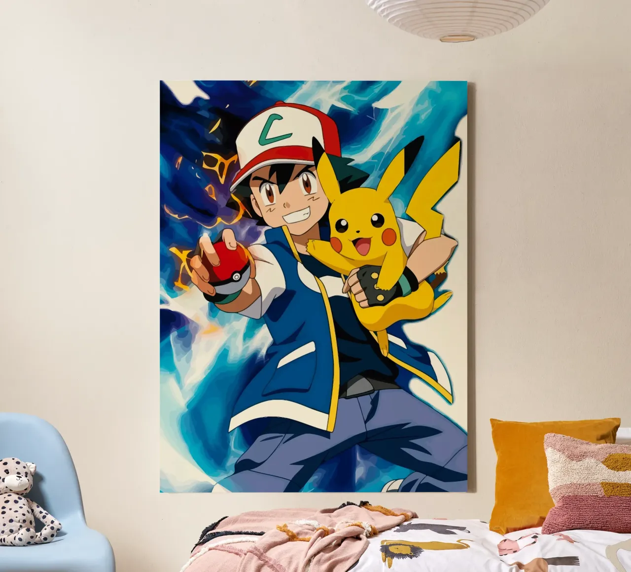 Ash and Pikachu Pokemon tela con Cornice a cassetta da Dumery Art