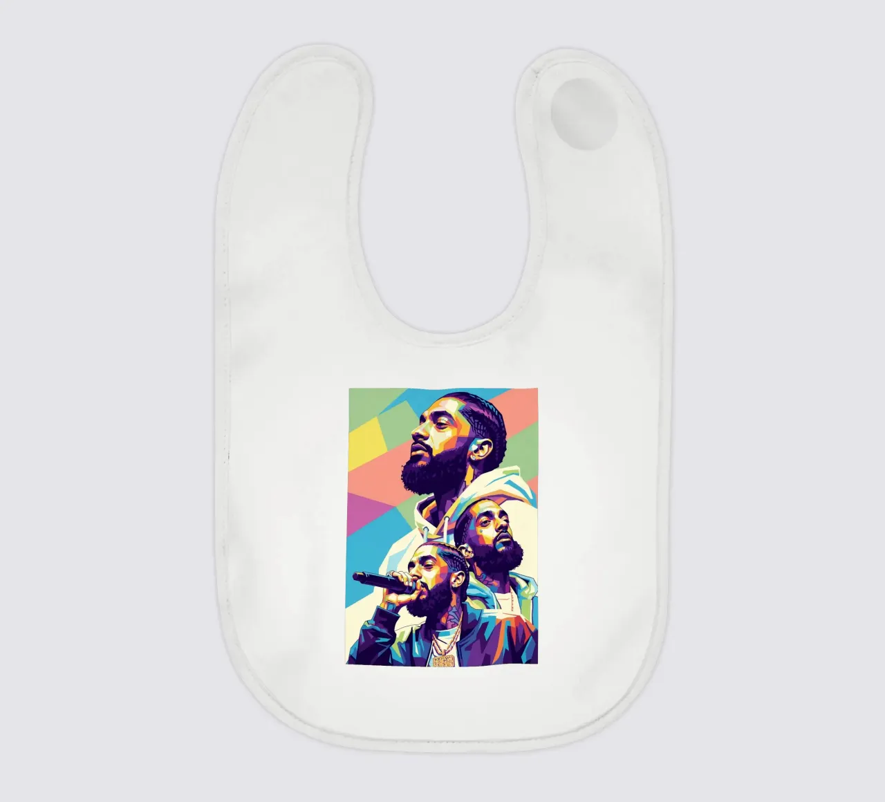 Ritratto pop art di Nipsey Hussle #3 bavaglino da Hantamrata