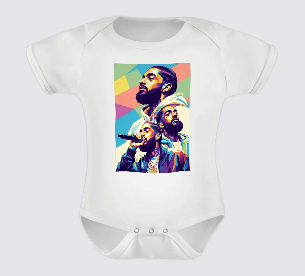Nipsey Hussle Pop Art Porträt #3 Kurzarm Babybody von Hantamrata
