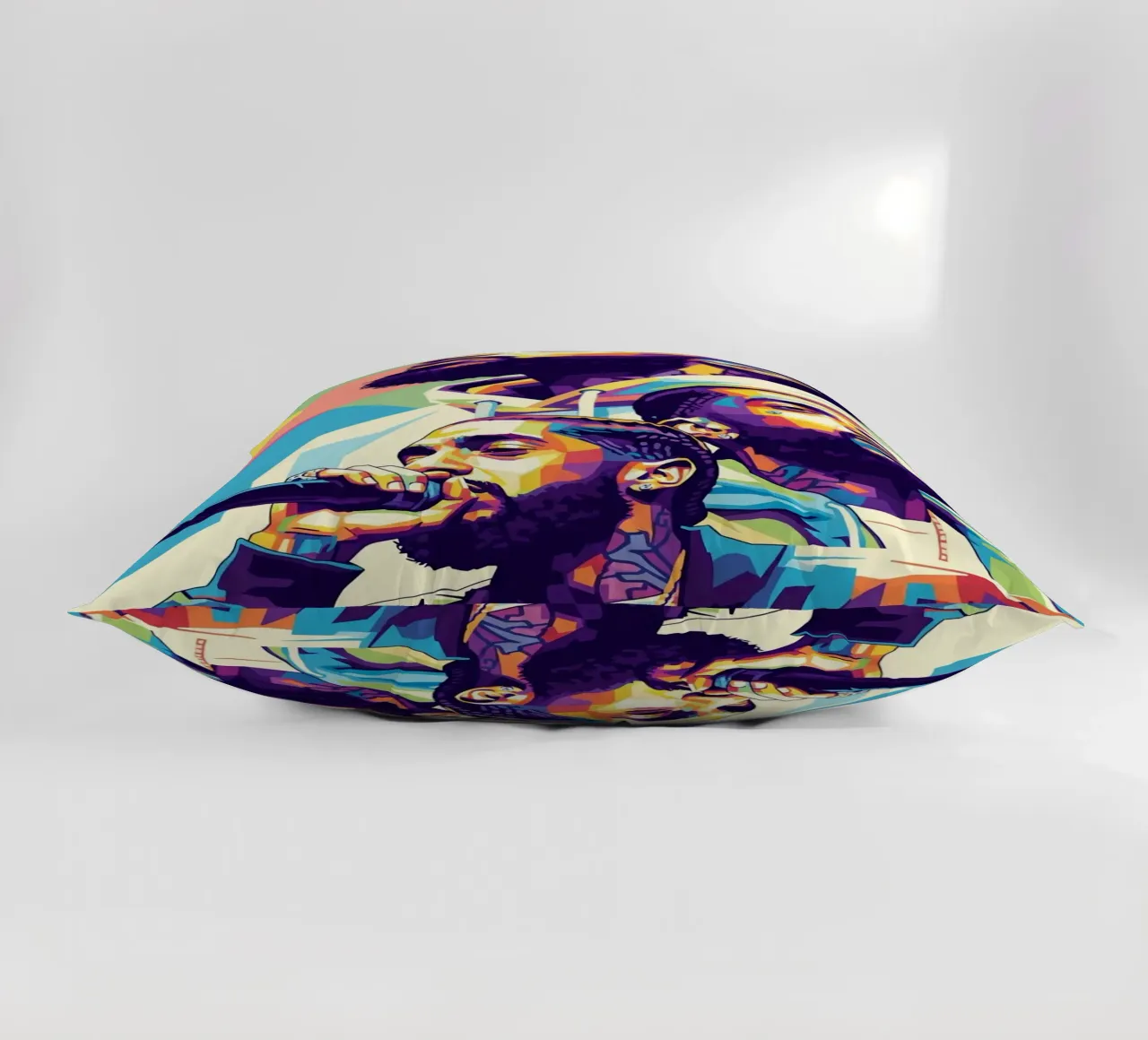 Ritratto pop art di Nipsey Hussle #3 cuscino da Hantamrata