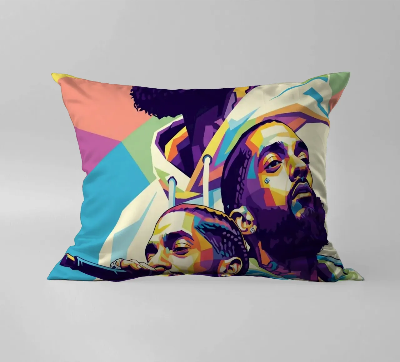 Ritratto pop art di Nipsey Hussle #3 cuscino da Hantamrata