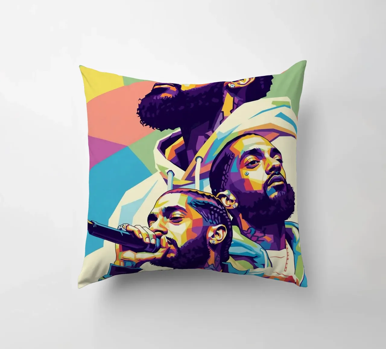 Ritratto pop art di Nipsey Hussle #3 cuscino da Hantamrata