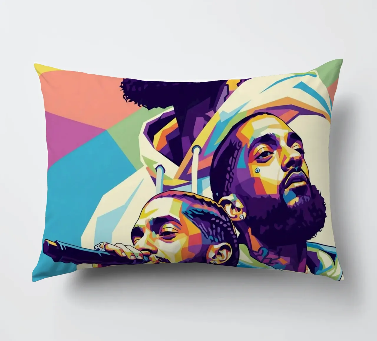 Ritratto pop art di Nipsey Hussle #3 cuscino da Hantamrata