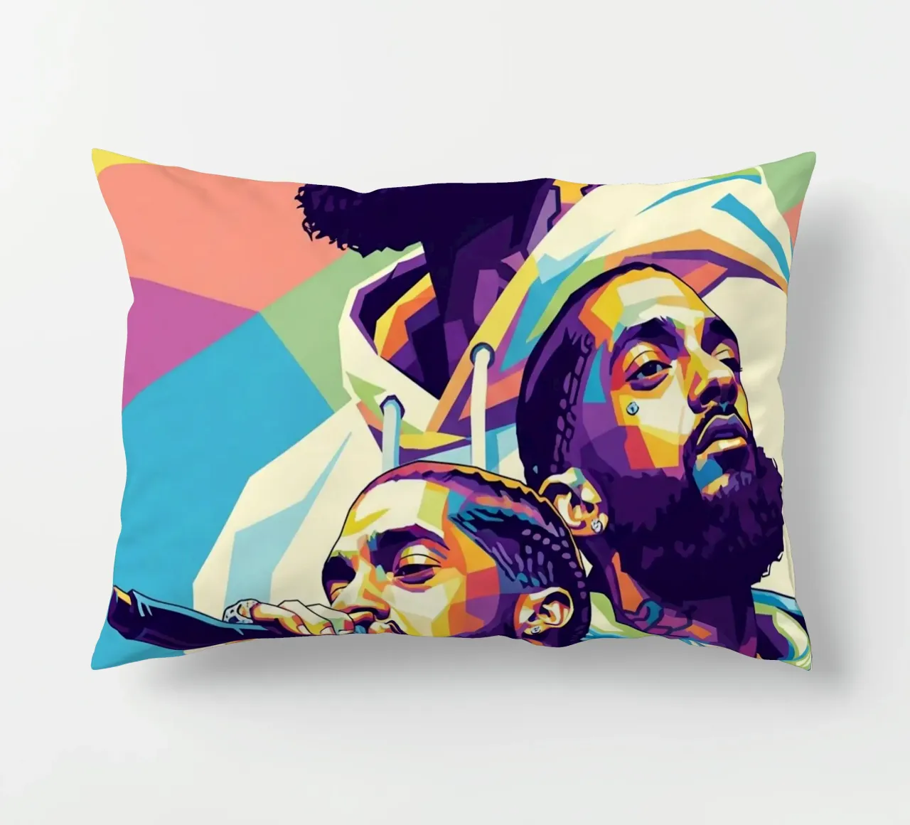 Ritratto pop art di Nipsey Hussle #3 cuscino da Hantamrata