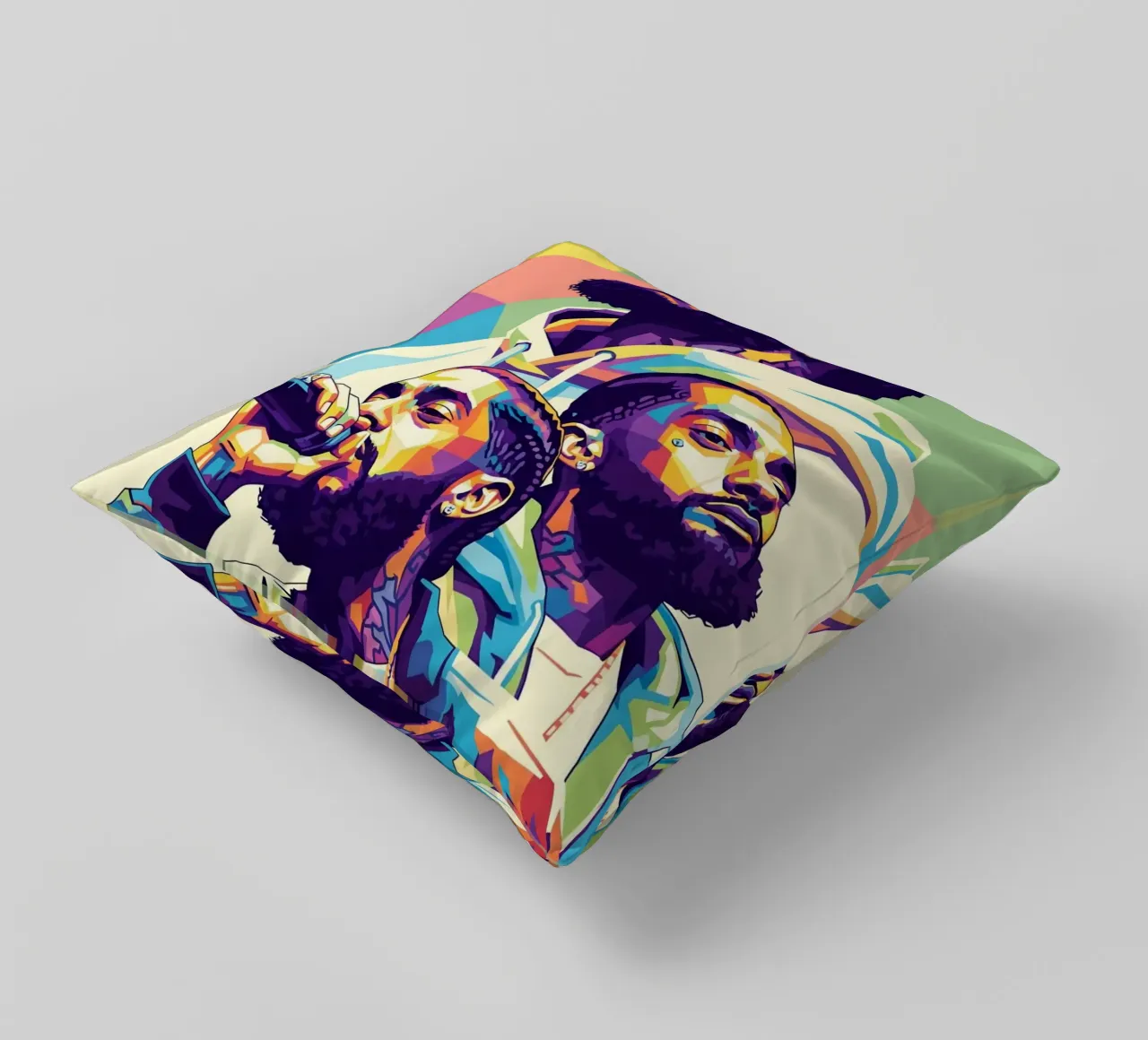 Ritratto pop art di Nipsey Hussle #3 cuscino da Hantamrata