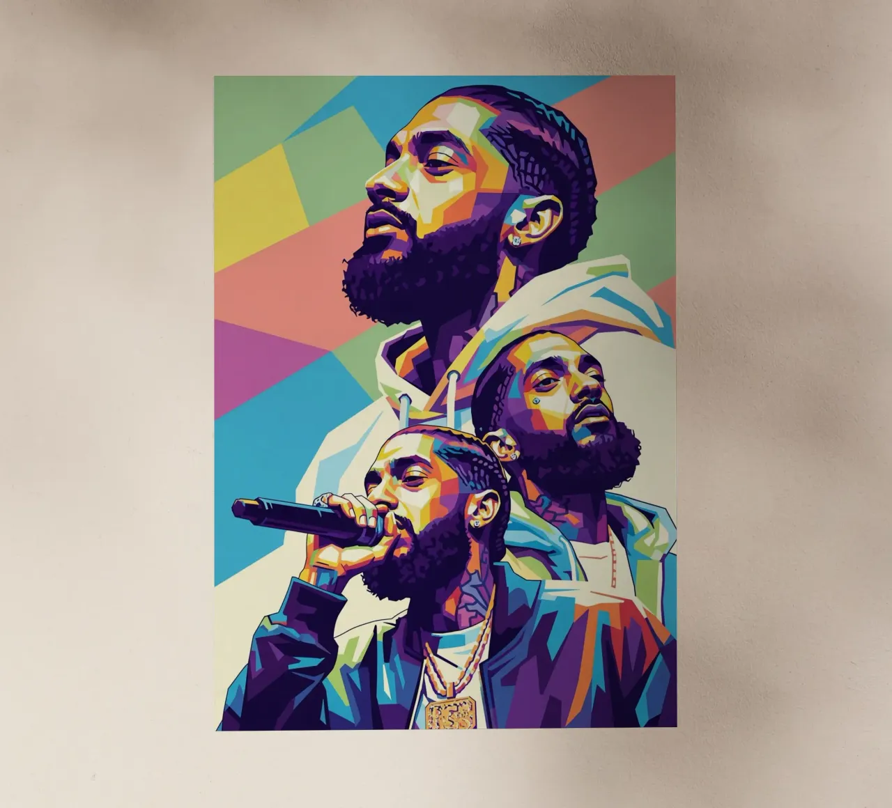 Ritratto pop art di Nipsey Hussle #3 pellicola backlit da Hantamrata