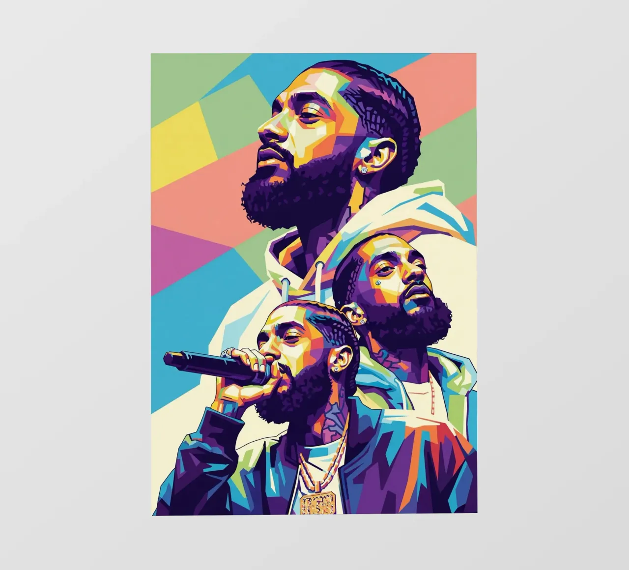 Ritratto pop art di Nipsey Hussle #3 pellicola backlit da Hantamrata