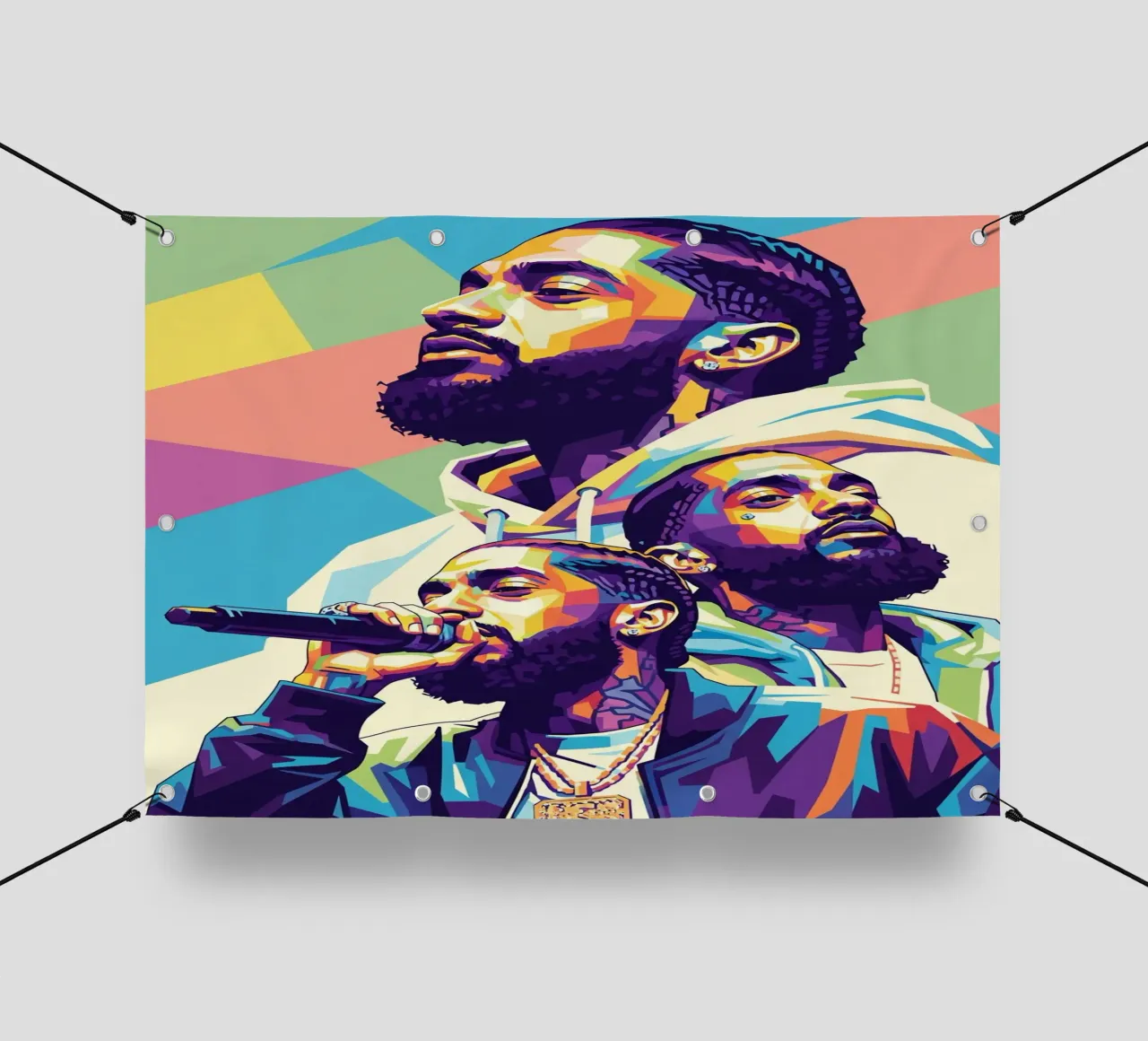 Ritratto pop art di Nipsey Hussle #3 telo in pvc da Hantamrata