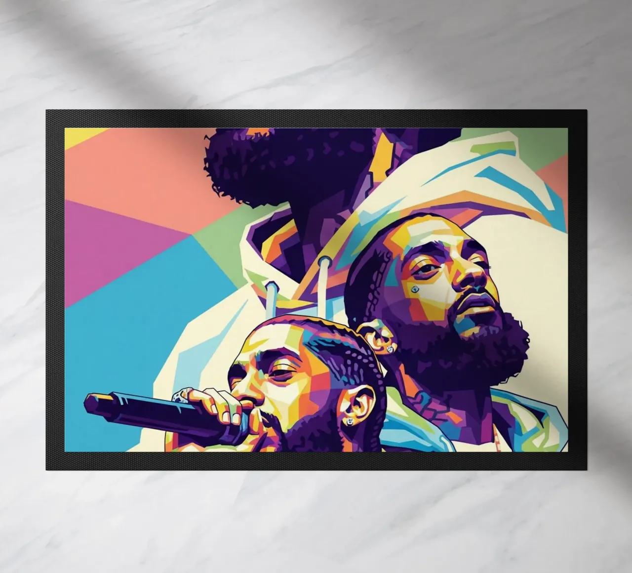 Ritratto pop art di Nipsey Hussle #3 zerbino da Hantamrata