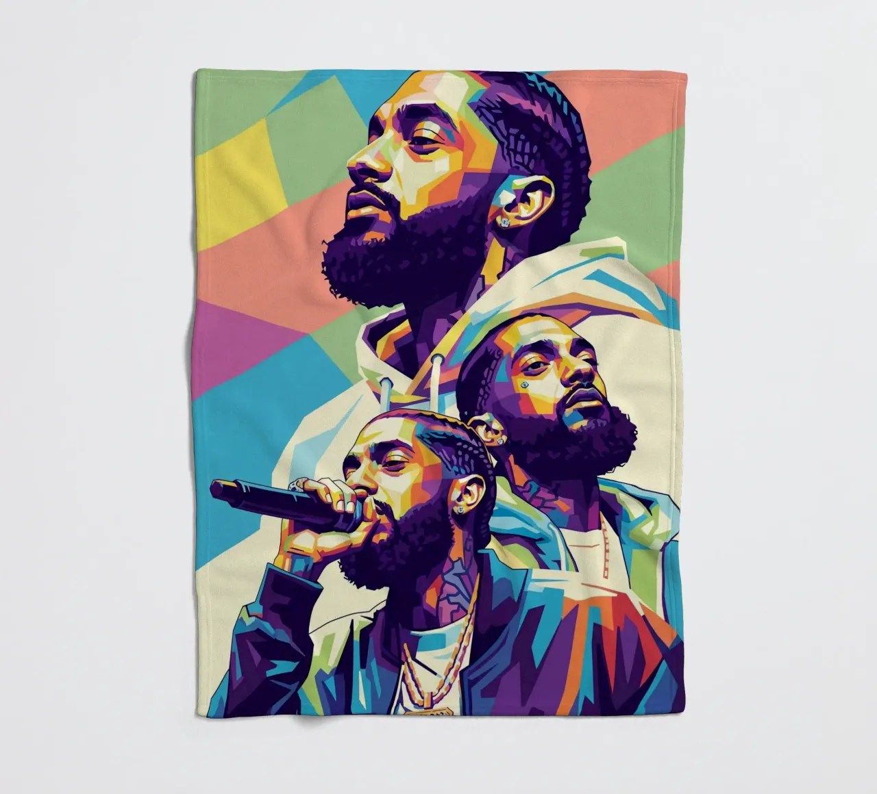 Ritratto pop art di Nipsey Hussle #3 coperta in pile da Hantamrata