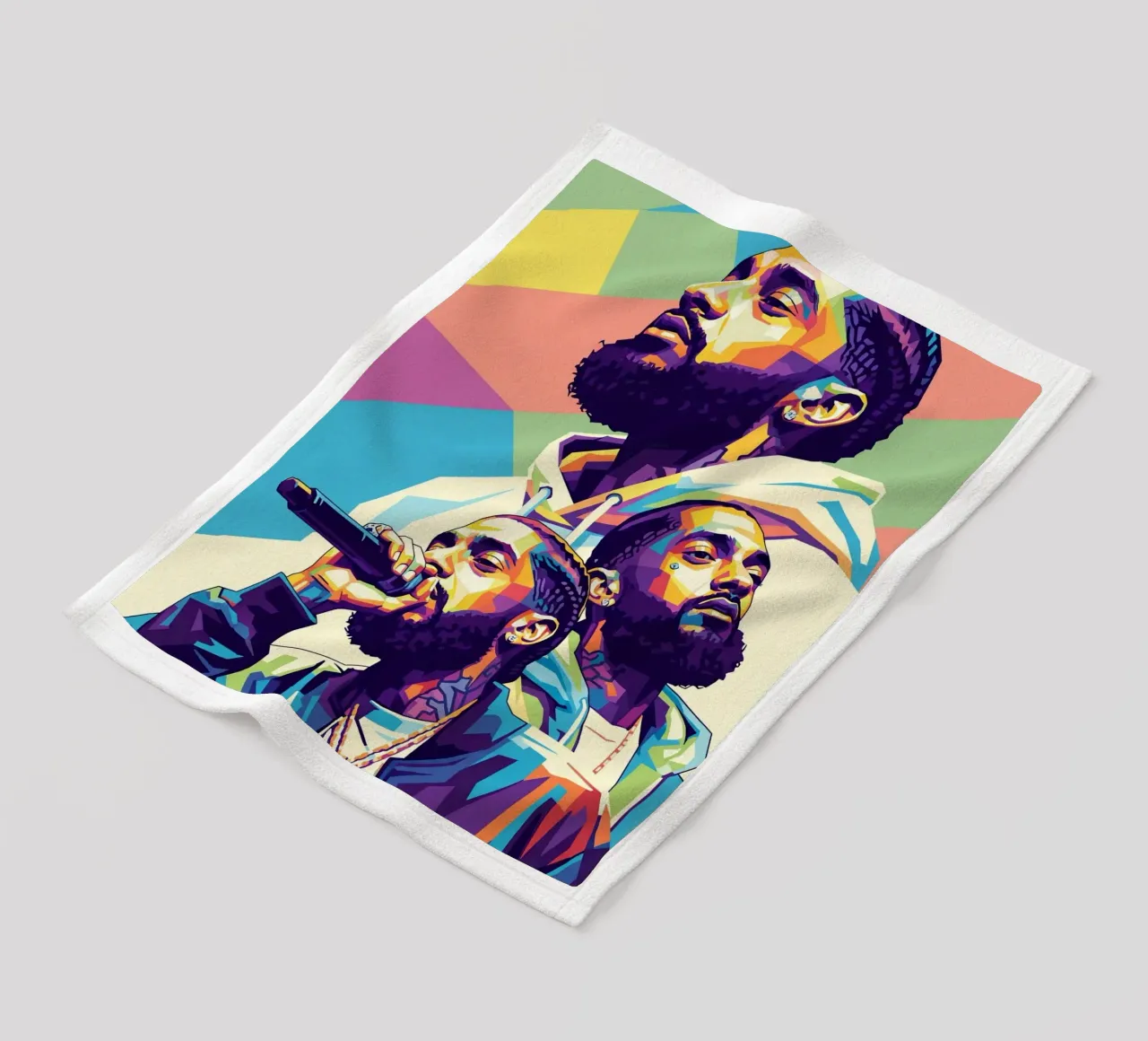 Ritratto pop art di Nipsey Hussle #3 coperta in pile da Hantamrata