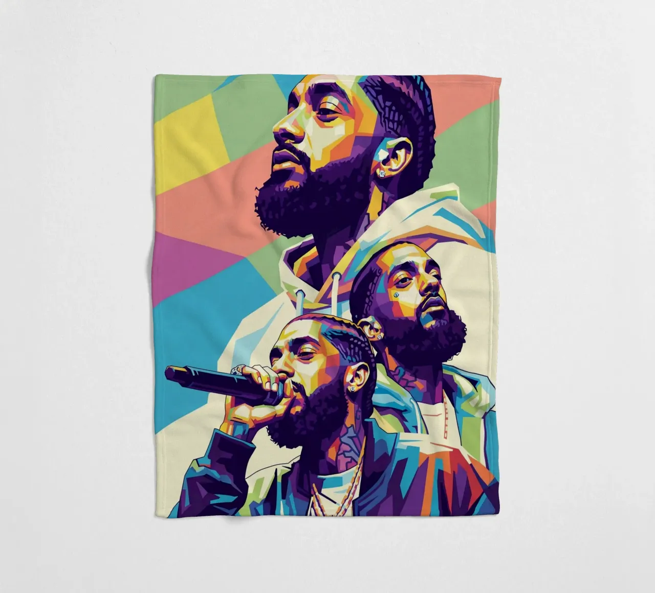 Ritratto pop art di Nipsey Hussle #3 coperta in pile da Hantamrata