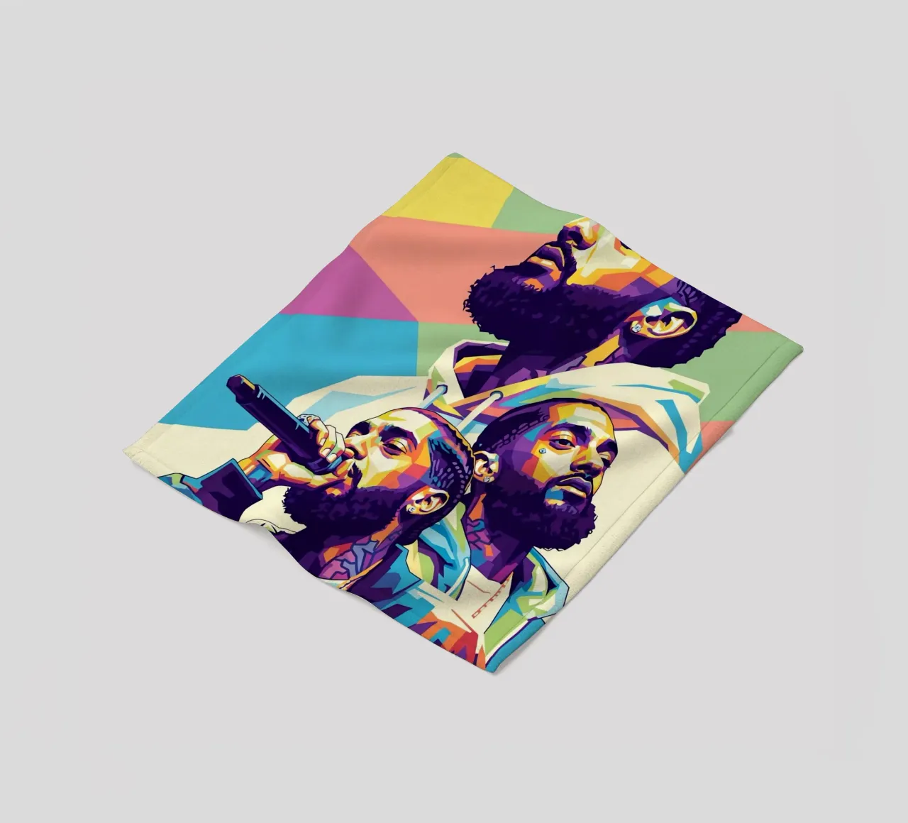 Ritratto pop art di Nipsey Hussle #3 coperta in pile da Hantamrata