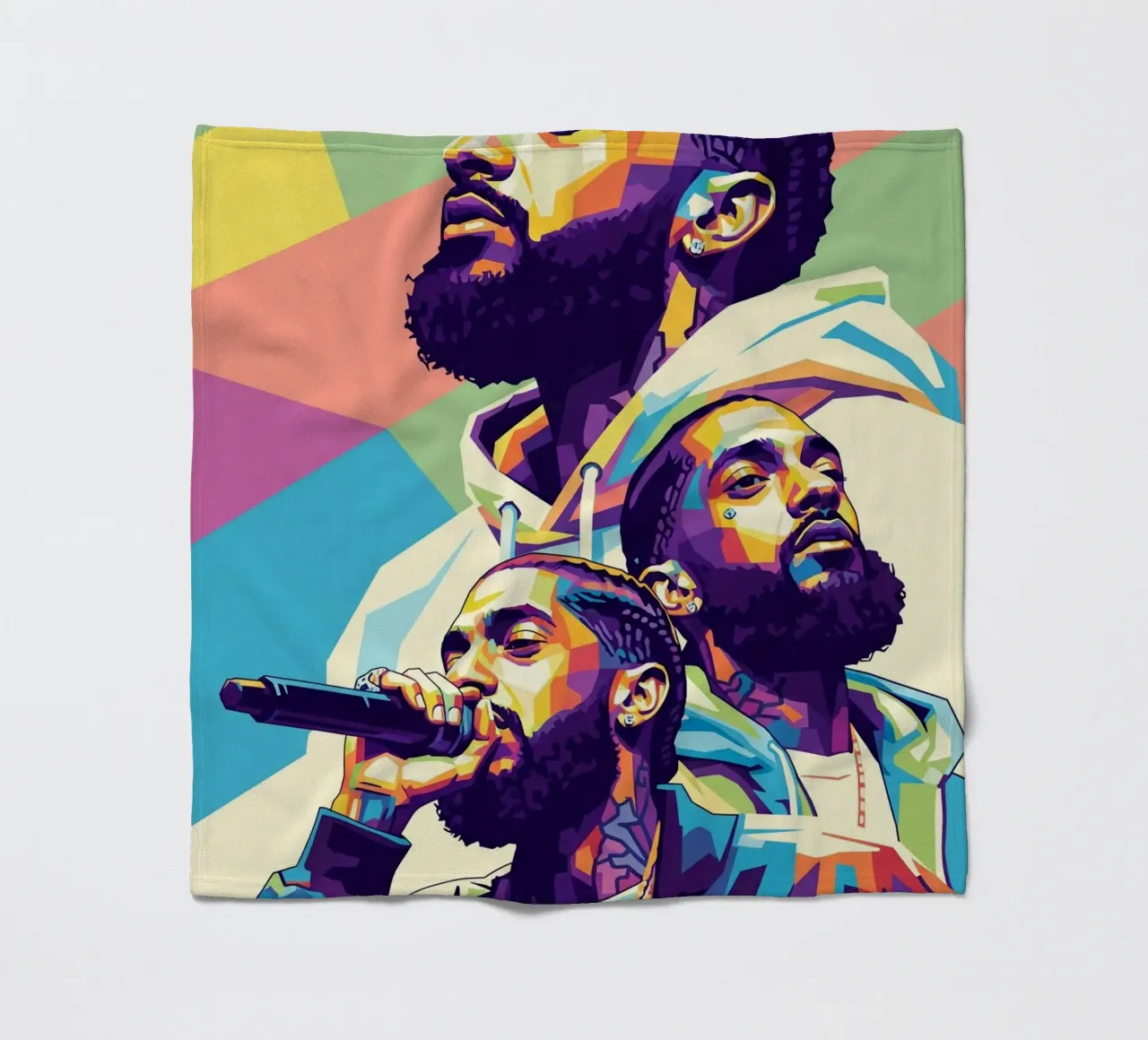 Ritratto pop art di Nipsey Hussle #3 coperta in pile da Hantamrata