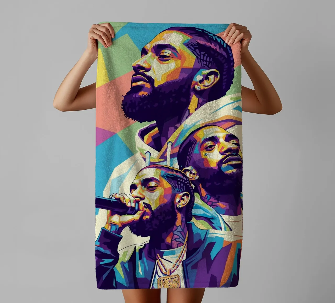 Portrait pop art de Nipsey Hussle #3 serviette de bain de Hantamrata