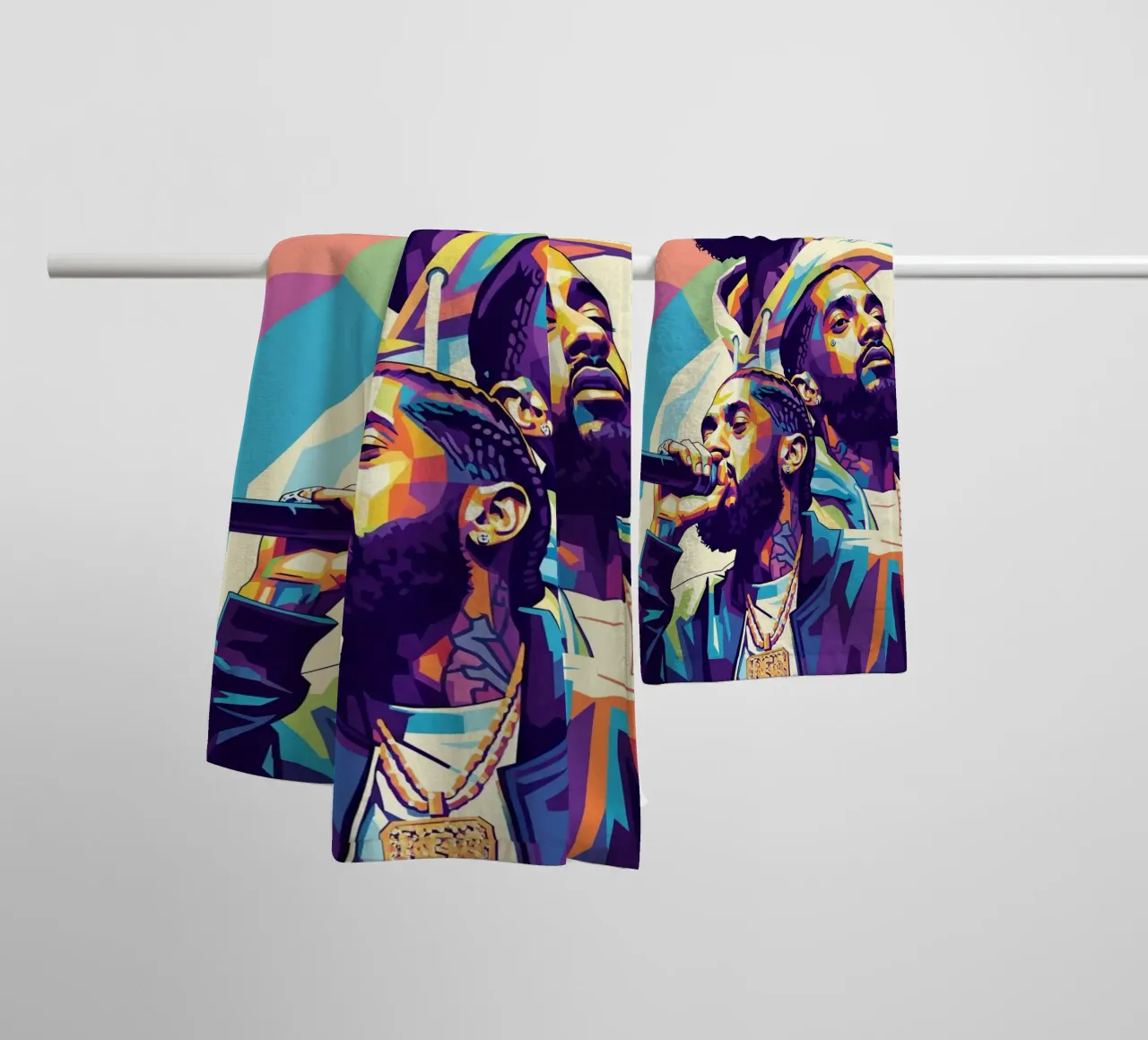 Nipsey Hussle Pop Art Porträt #3 Handtuch von Hantamrata