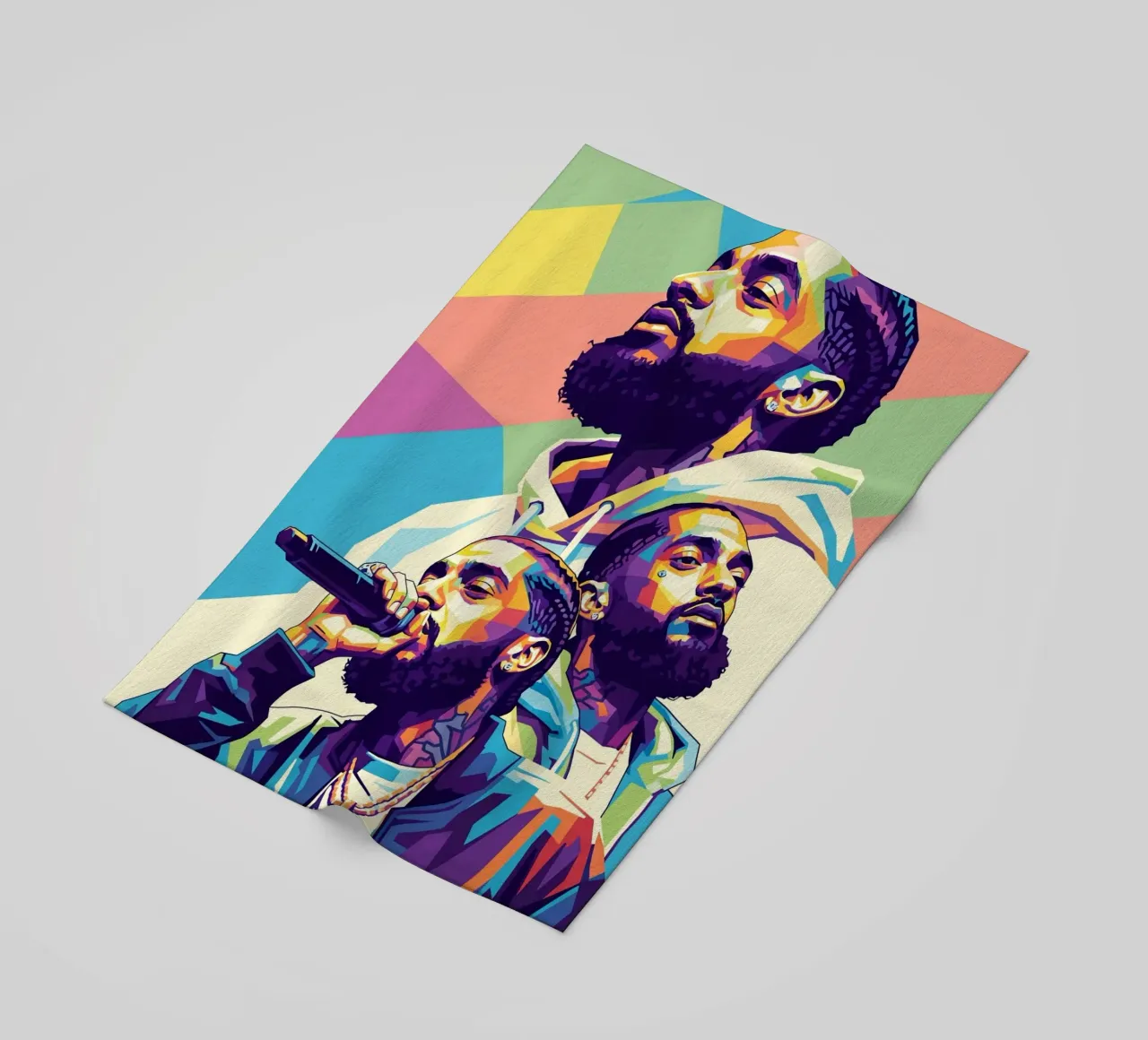 Ritratto pop art di Nipsey Hussle #3 telo mare da Hantamrata